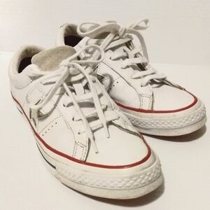 Converse White Sneakers with Red Trim